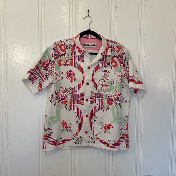 Vintage Table Cloth shirt.Handmade. One of a kind.